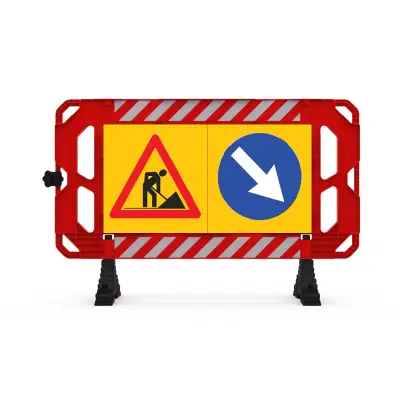 Bariera semnalizare trafic lucrari ocolire dreapta- 1,5 x 1 m 