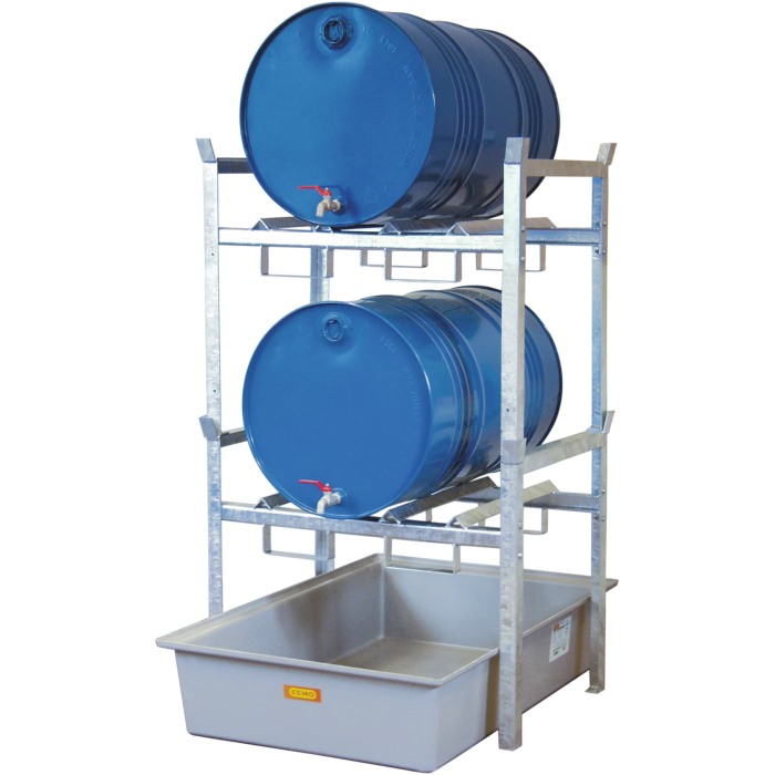 Raft pentru 2 butoaie cu cuva de colectare substante periculoase vertical