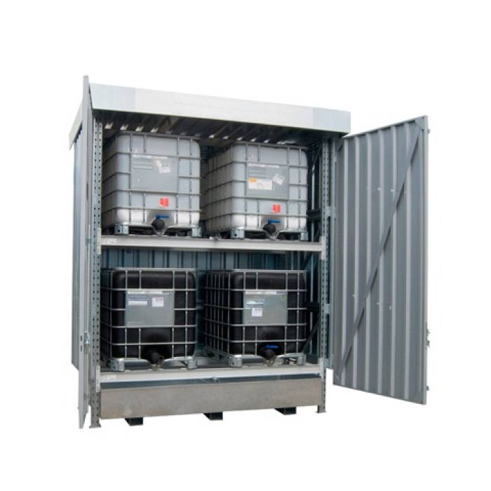 Raft metalic cu usi pentru exterior