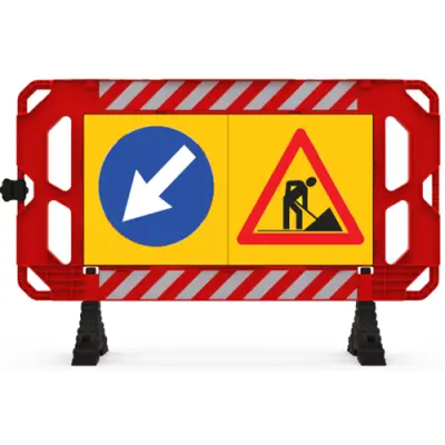 Bariera semnalizare trafic lucrari ocolire stanga - 1,5 x 1 m 