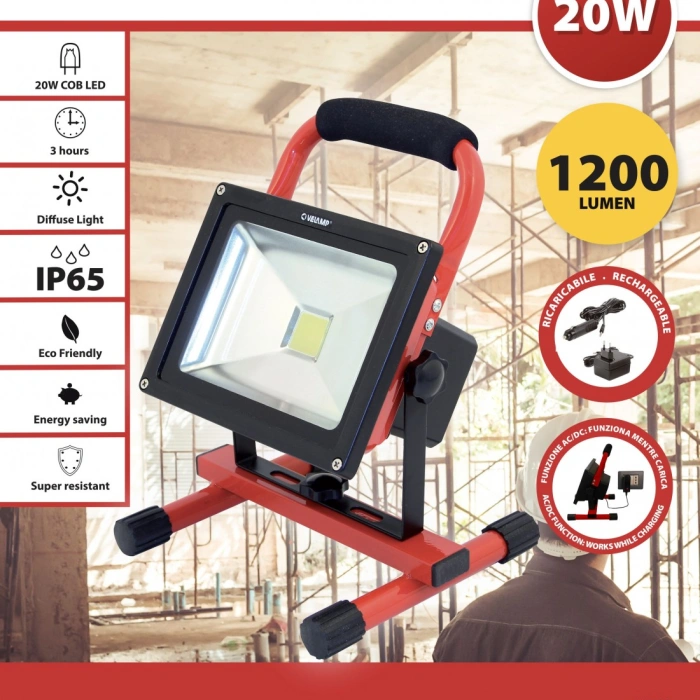 Reflector portabil LED 20W, baterie reincarcabila