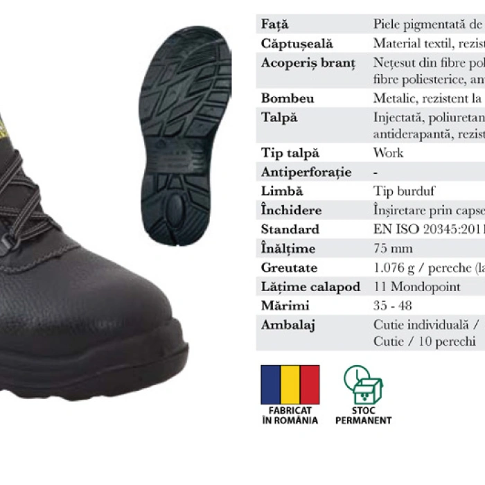 Bocanci de protectie din piele Siriu S1 SRA