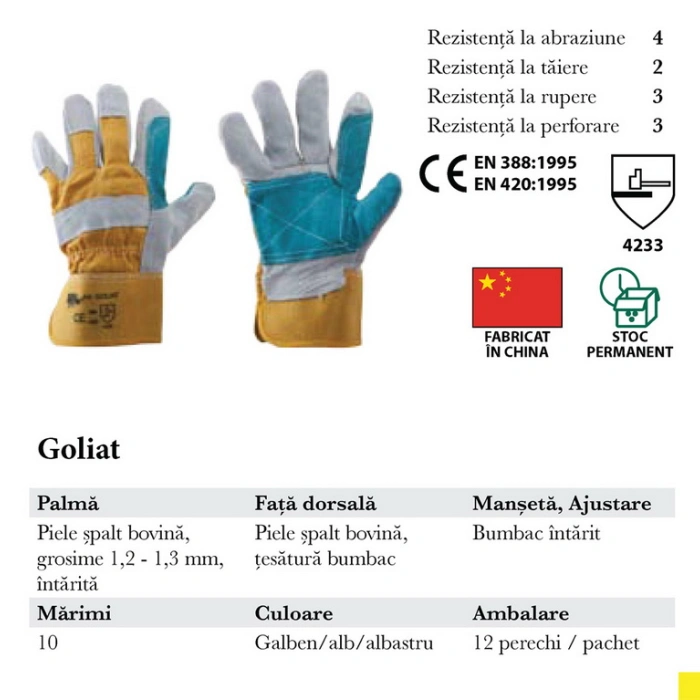Manusi de protectie din piele Goliat
